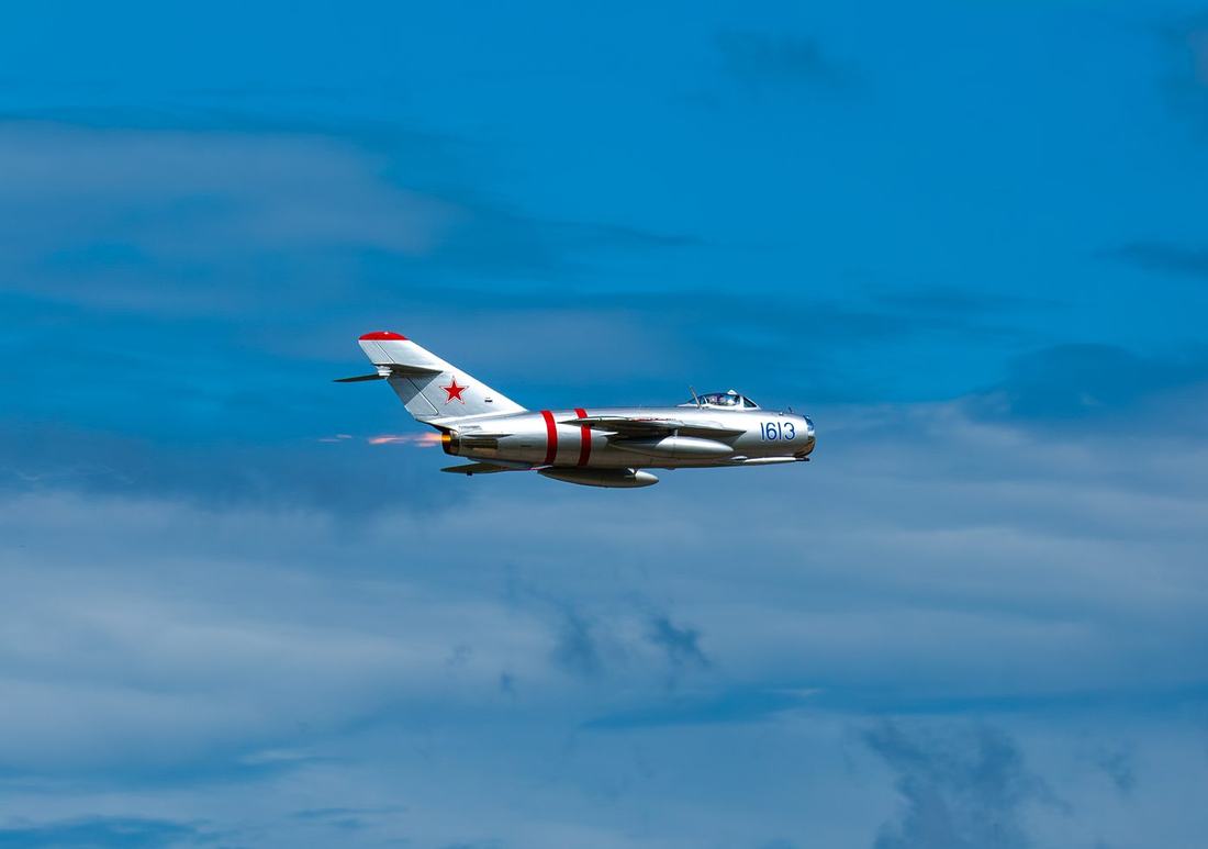 Vintage jet in flight